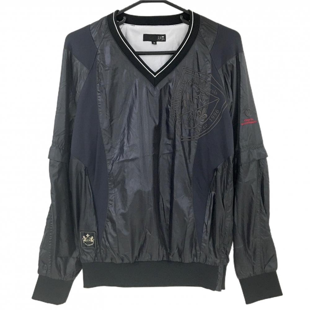 【美品】23区スポーツ 2WAYスニード 黒 袖着脱可 裏地付 ブルゾン メンズ M ゴルフウェア 23区