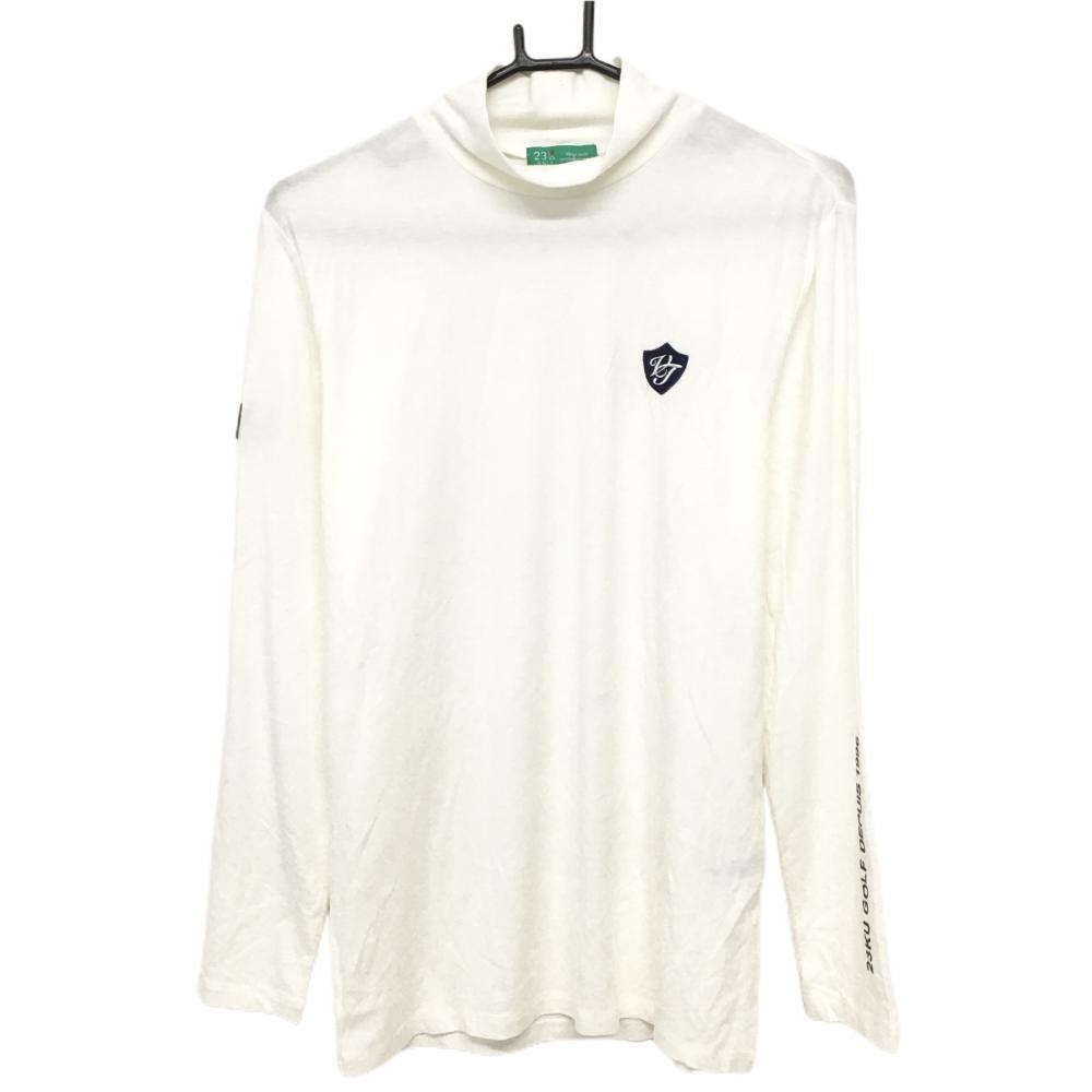23区ゴルフ 長袖ハイネックシャツ 白 ロゴ刺しゅう  メンズ M ゴルフウェア 23区