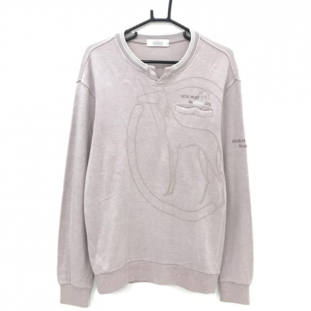 アダバット セーター ピンクベージュ 前身頃刺しゅう ニット  メンズ 46(M) ゴルフウェア adabat