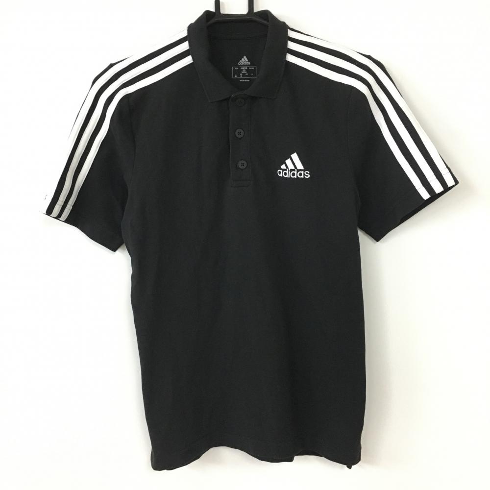 アディダス 半袖ポロシャツ 黒×白 袖3ライン  メンズ XS ゴルフウェア 2021年モデル adidas 画像