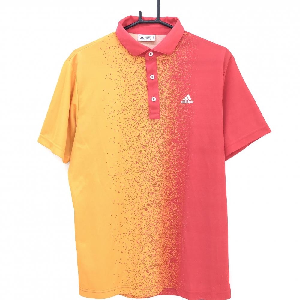 アディダス 半袖ポロシャツ オレンジ×ピンク系 総柄  メンズ O/XG ゴルフウェア adidas 画像