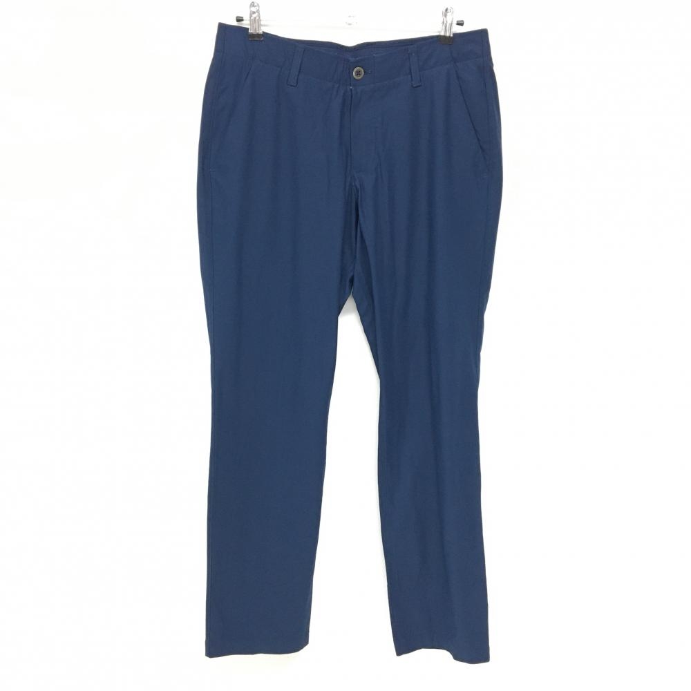 【美品】アンダーアーマー パンツ ネイビー シンプル バックロゴ ウエストゴム メンズ 34/36 ゴルフウェア UNDER ARMOUR