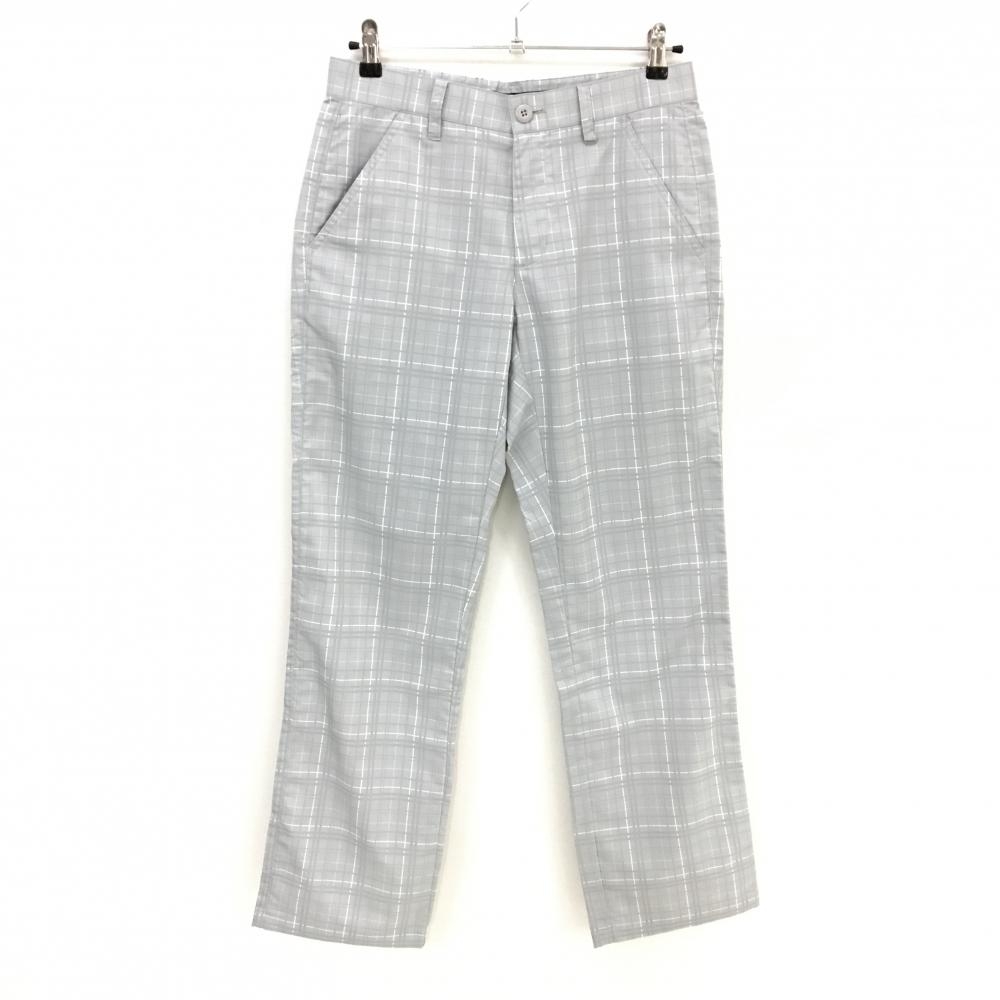 アンダーアーマー パンツ ライトグレー×白 チェック ロゴ刺しゅう メンズ 76 ゴルフウェア UNDER ARMOUR