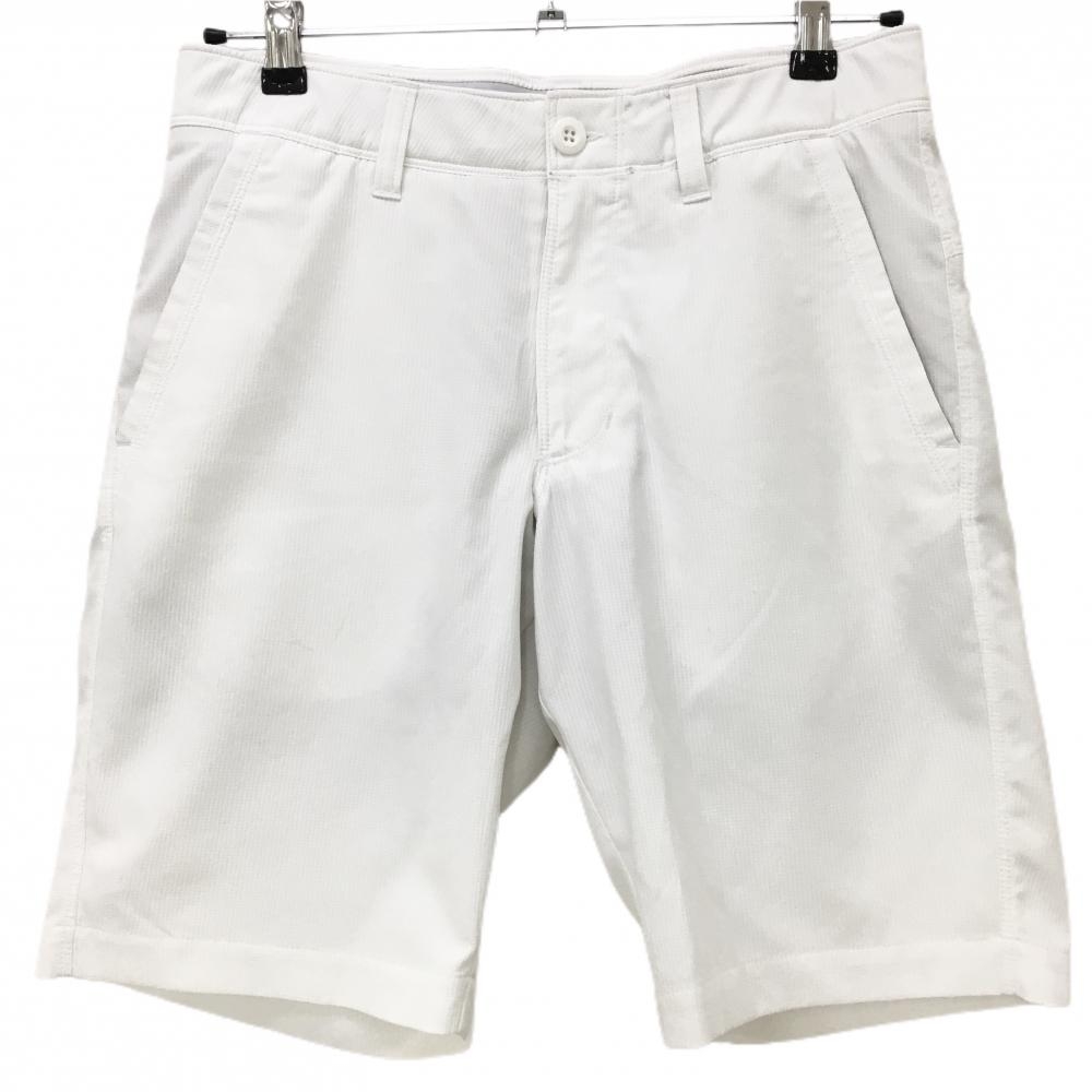 アンダーアーマー ハーフパンツ 白 ストライプ織生地 シンプル  メンズ MD/M/M ゴルフウェア UNDER ARMOUR 画像