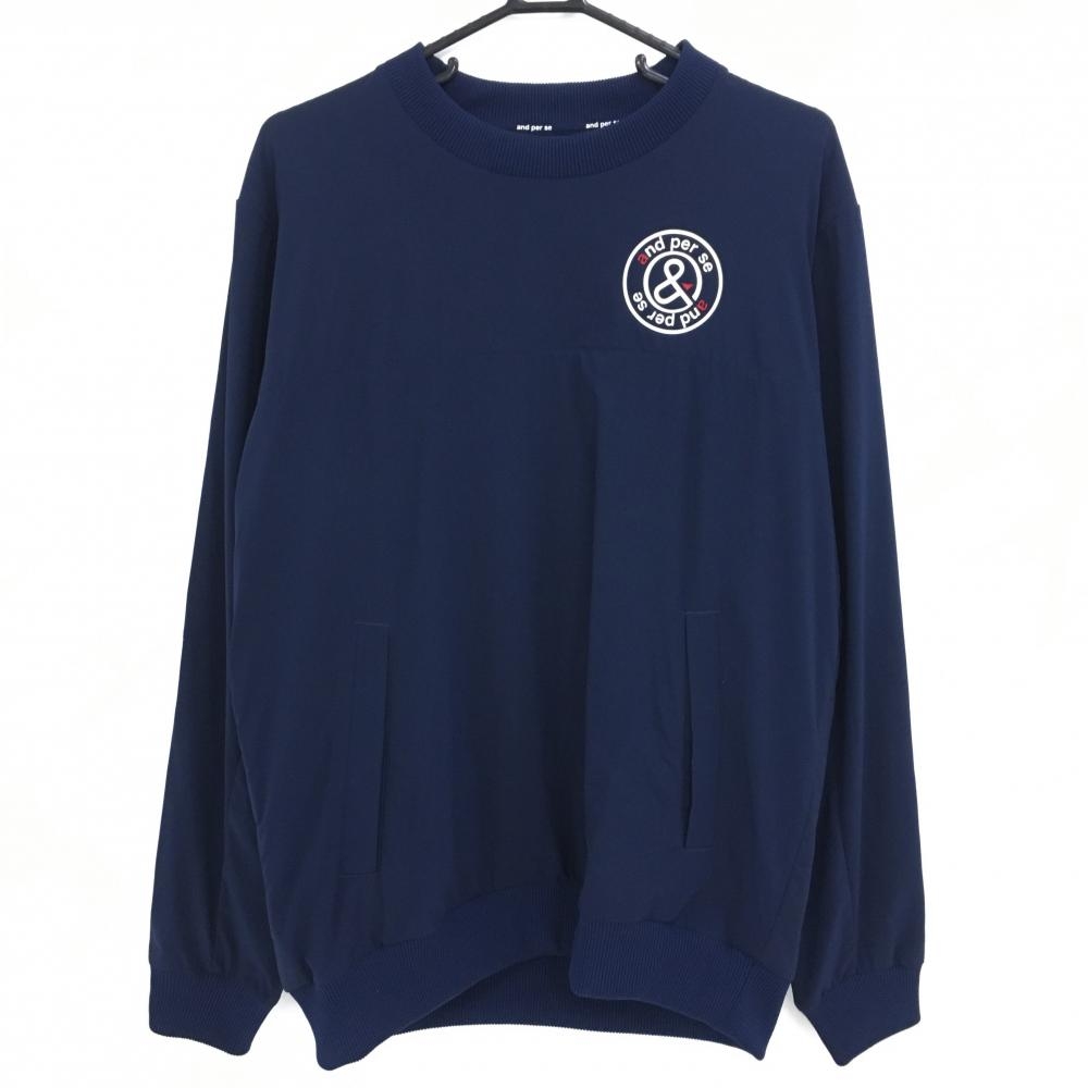 アンパスィ 中綿スニード ネイビー 後ろ身頃中綿 ロゴプリント メンズ L ゴルフウェア and per se