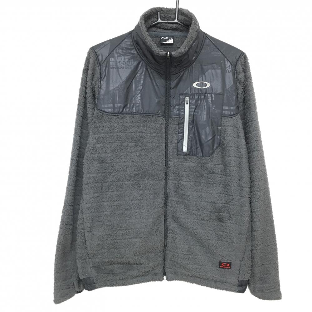 オークリー 異素材ボアジャケット グレー ロゴ刺しゅう  メンズ L ゴルフウェア Oakley
