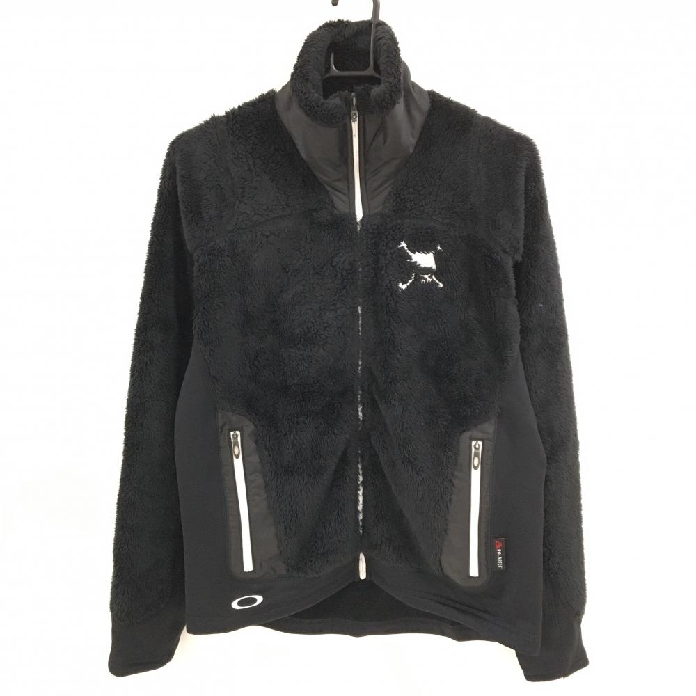 オークリー 切替フリースジャケット 黒 ロゴ刺しゅう メンズ M ゴルフウェア Oakley