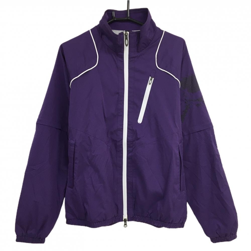 オークリー 2WAYジャケット パープル×白 格子柄地模様 蓄熱裏地 袖着脱可 メンズ M ゴルフウェア Oakley