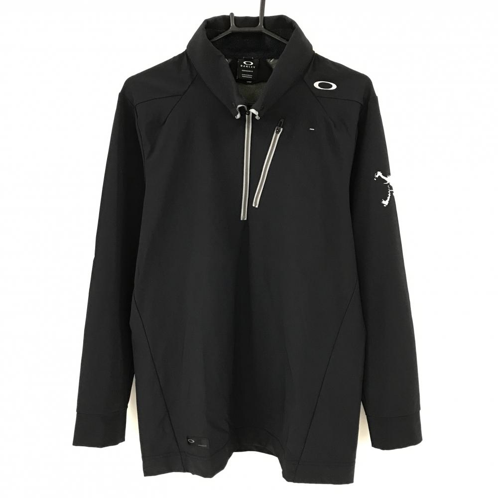 オークリー 長袖ポロシャツ 黒 ハーフジップ 襟内側起毛 メンズ XL ゴルフウェア Oakley