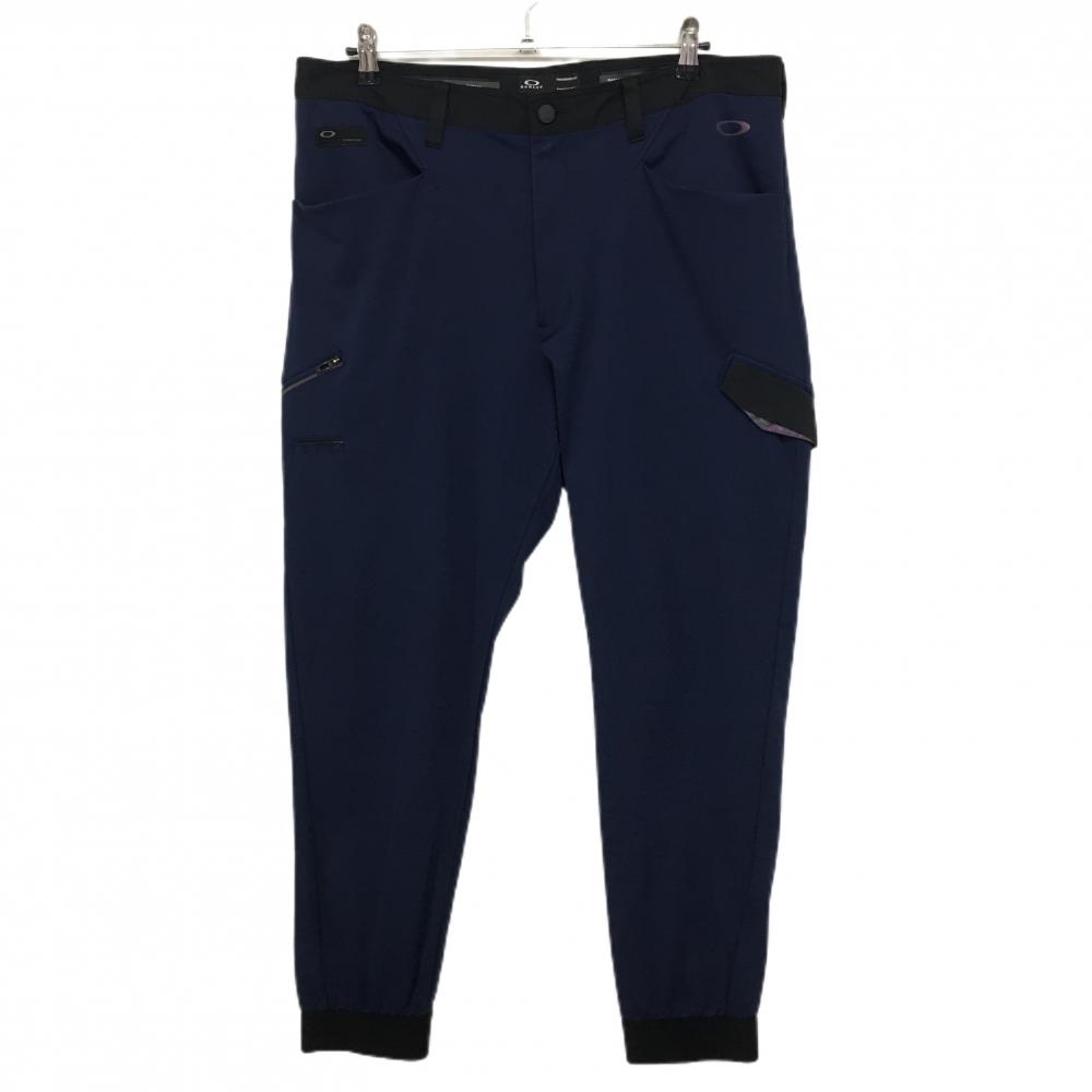 オークリー ジョガーパンツ  杢ネイビー×黒 ロゴプリント 裾ゴム メンズ 38 ゴルフウェア Oakley
