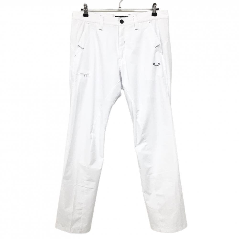 【超美品】オークリー パンツ 白 ロゴ刺しゅう ティー装着可 メンズ 34 ゴルフウェア Oakley