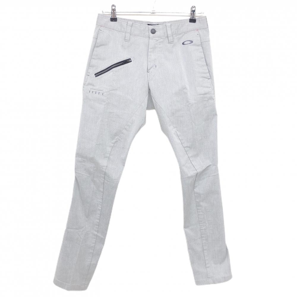 【美品】オークリー パンツ 杢ライトグレー ストレッチ ティー装着可 スカル メンズ 31 ゴルフウェア Oakley