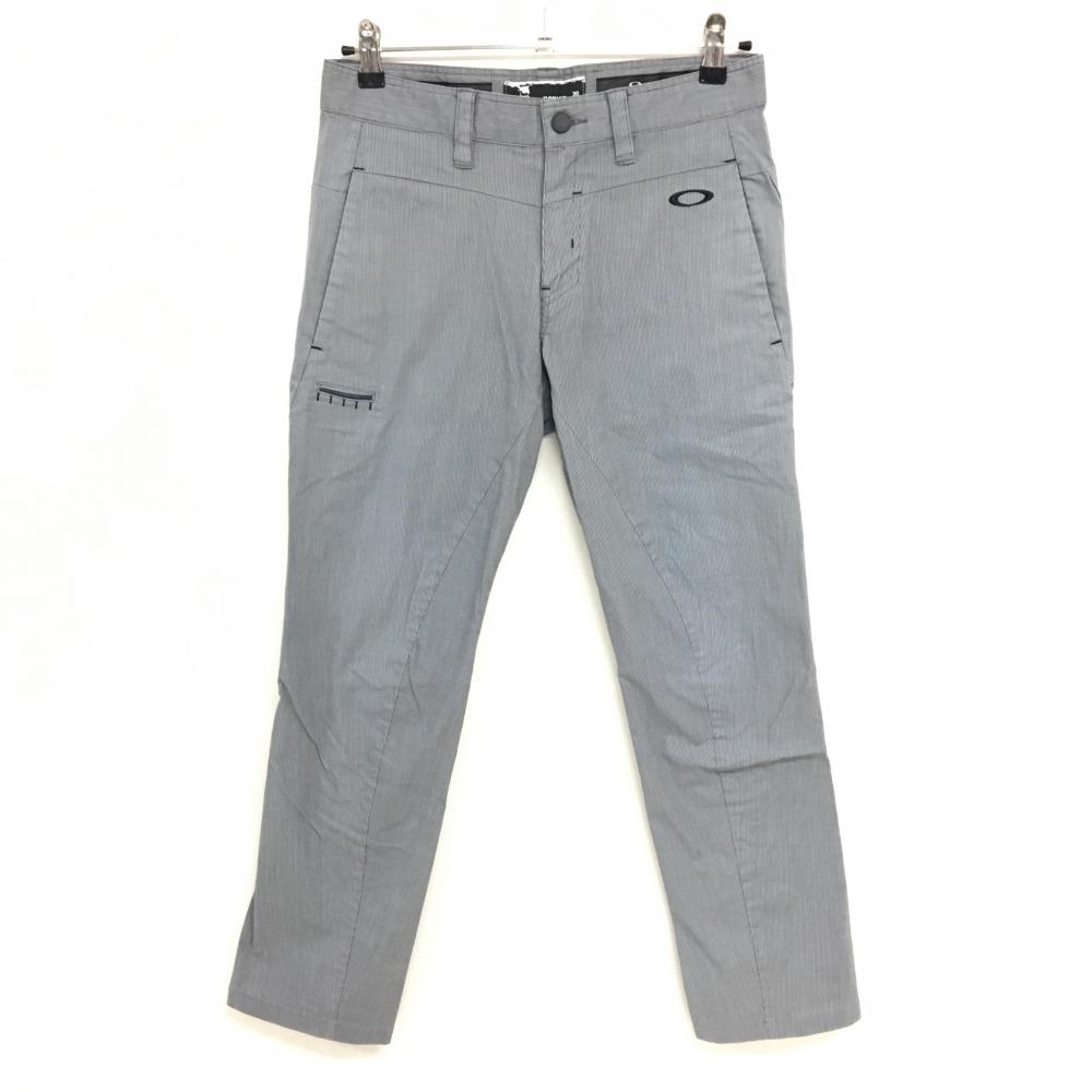 オークリー パンツ グレー×白 細ストライプ ロゴ黒  メンズ 30 ゴルフウェア Oakley