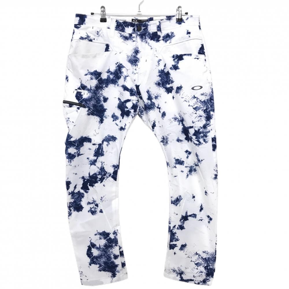 オークリー パンツ 白×ネイビー 総柄 ロゴ刺しゅう  メンズ 36 ゴルフウェア Oakley