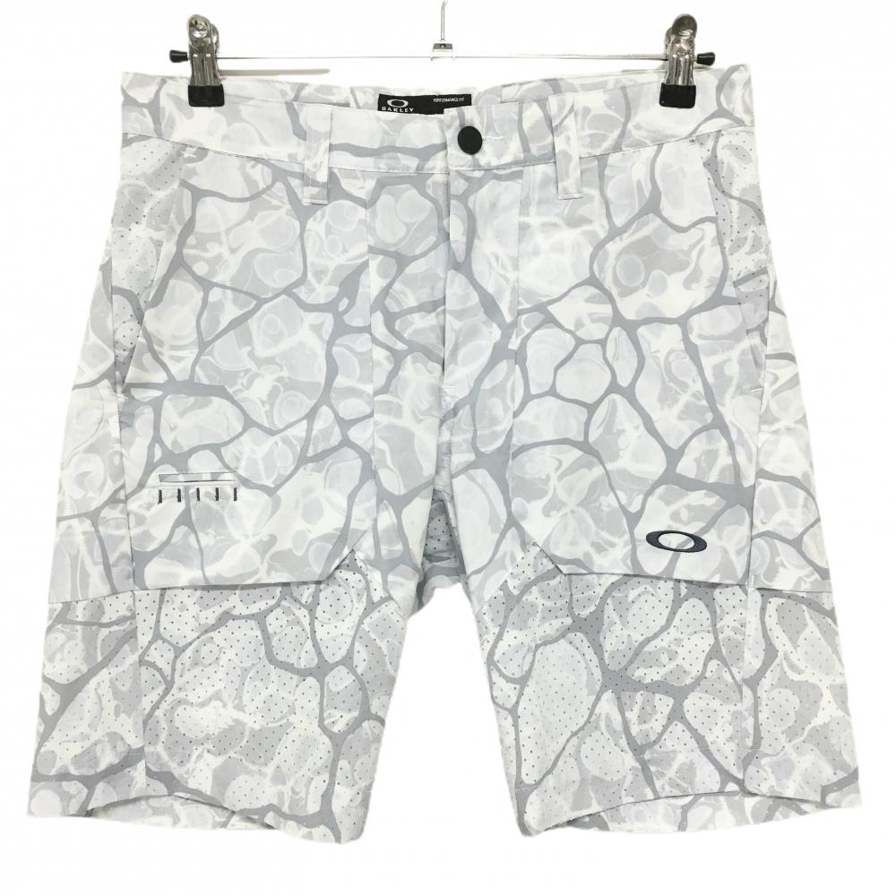 【美品】オークリー ハーフパンツ グレー 総柄 一部パンチング穴  メンズ 32 ゴルフウェア Oakley