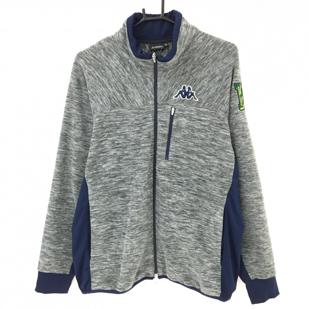 【美品】カッパ フリースジャケット 杢グレー×ネイビー サイド切替  メンズ O ゴルフウェア Kappa
