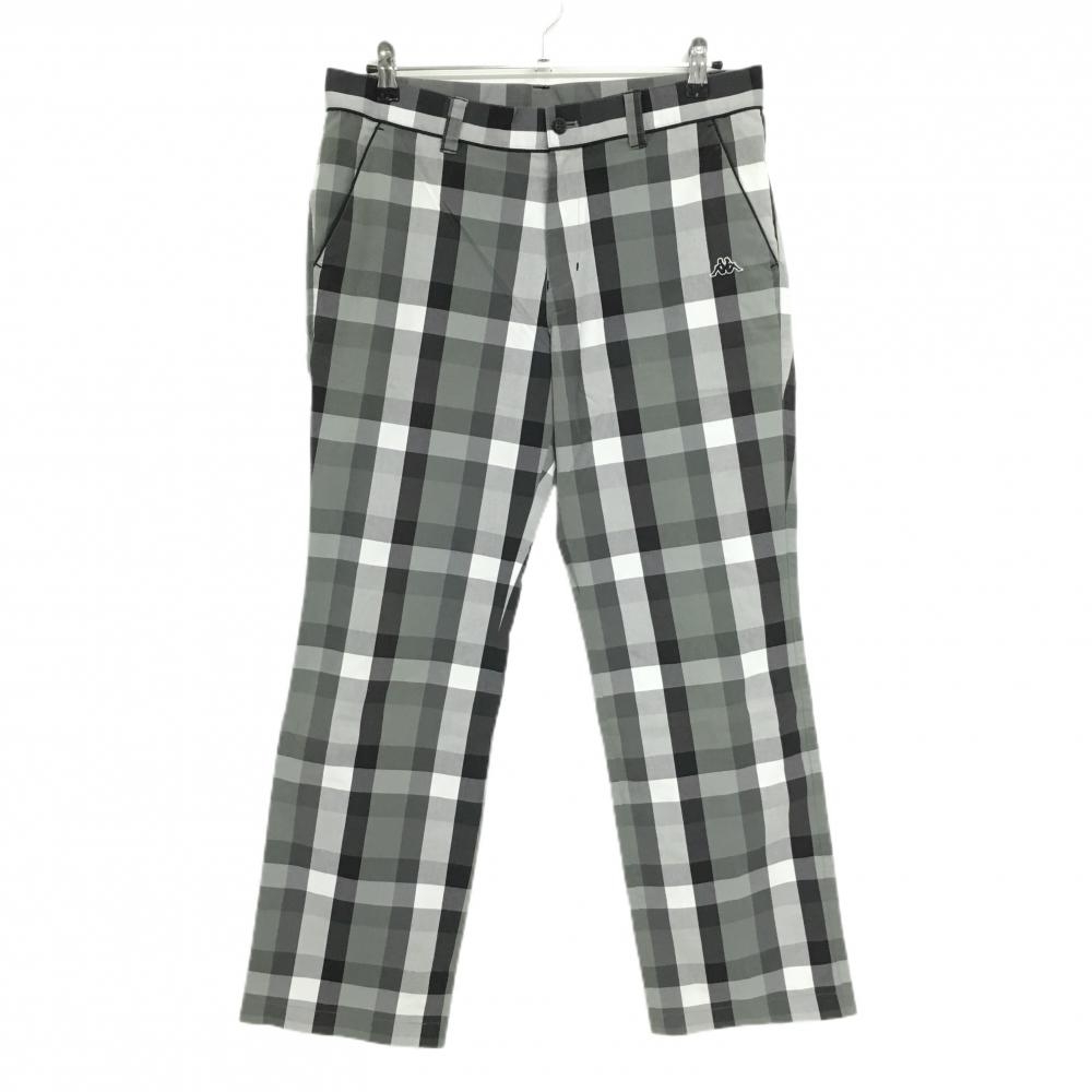 カッパ パンツ グレー×スモーキーグリーン チェック柄 ロゴ刺しゅう メンズ 85 ゴルフウェア Kappa