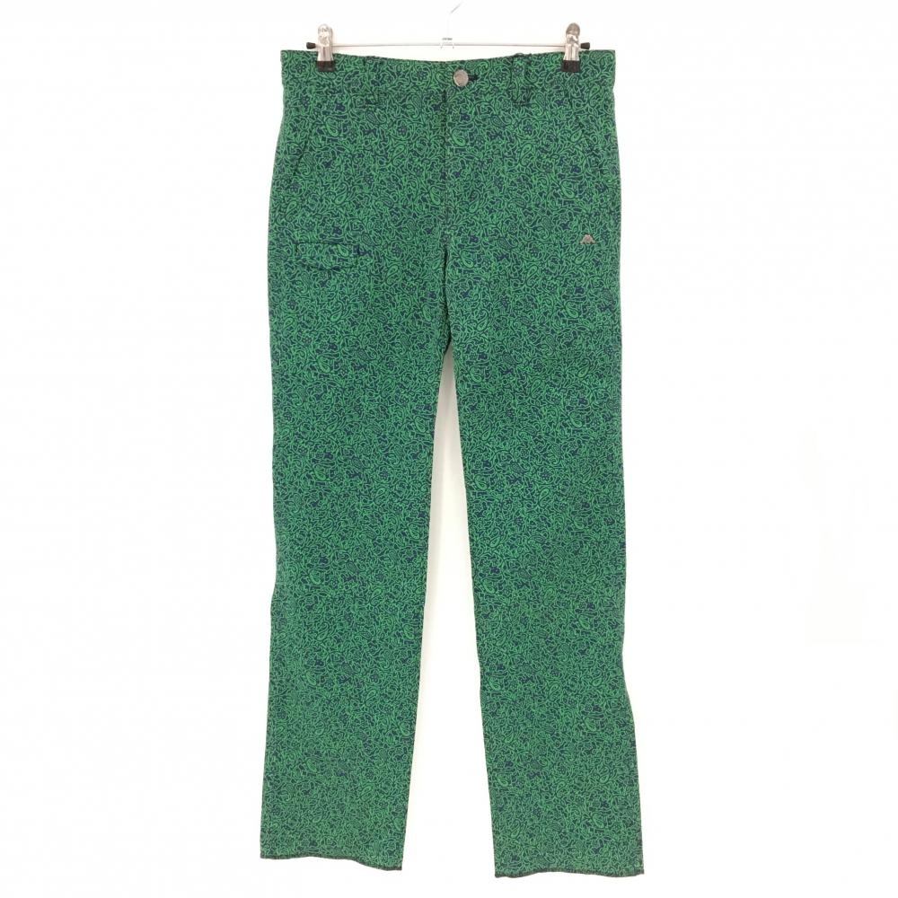 【新品】カッパ パンツ ネイビー×グリーン 総柄 ストレッチ 裾未処理 メンズ 79 ゴルフウェア Kappa