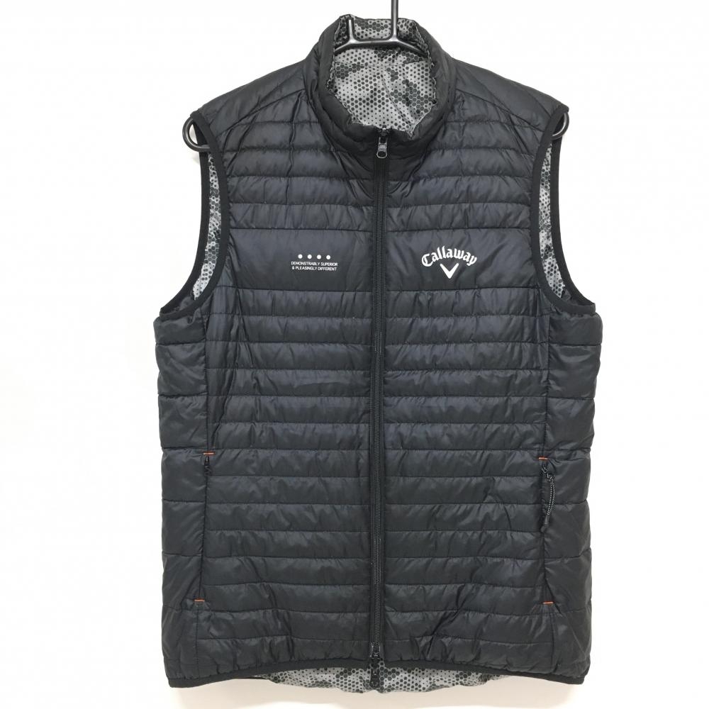 【超美品】キャロウェイ リバーシブルダウンベスト グレー×黒 総柄 裏無地  メンズ L ゴルフウェア Callaway