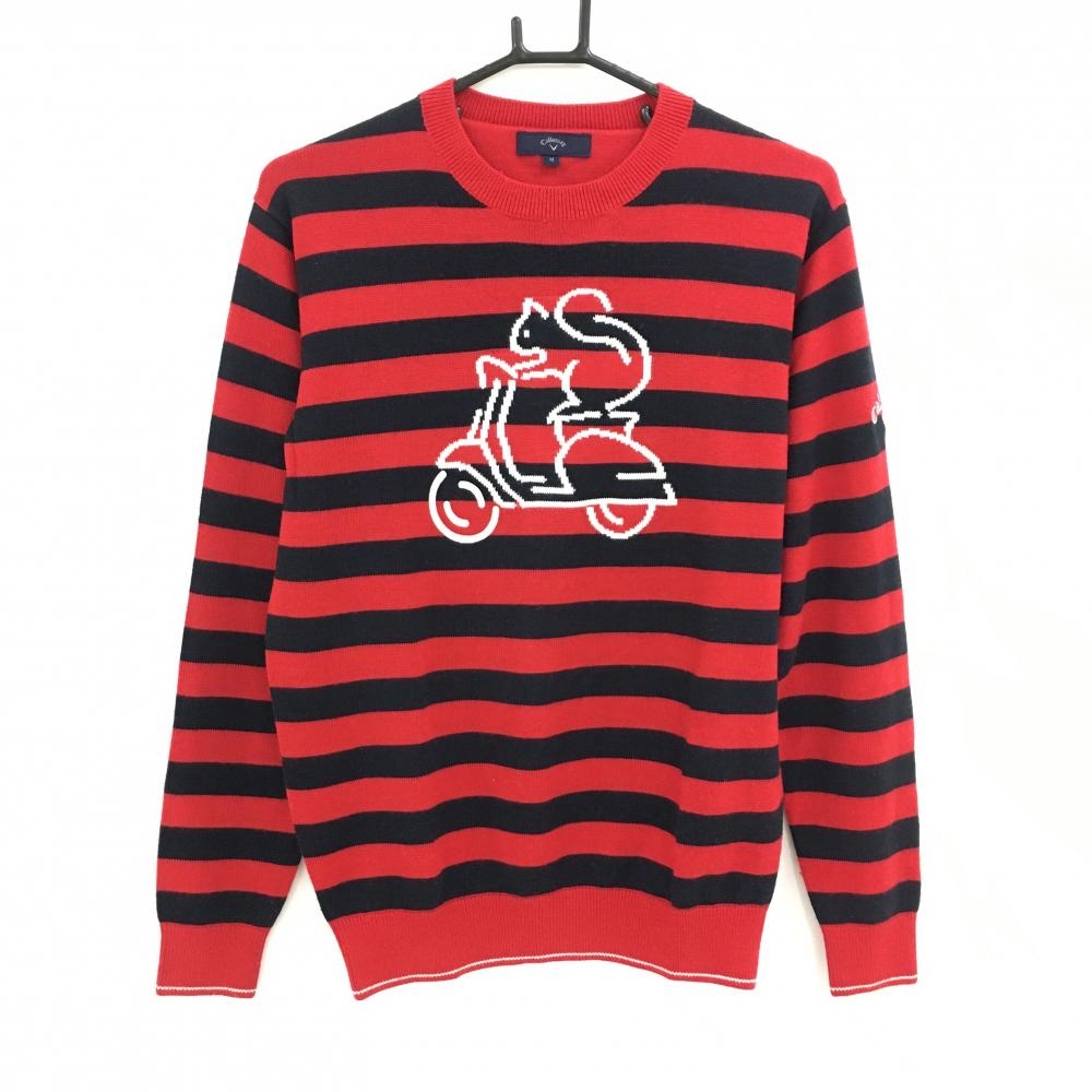 【Callaway】キャロウェイ ゴルフウェアL ボーダーニット セーター リス キャロウェイ ゴルフウェアL ボーダーニット セーター リス