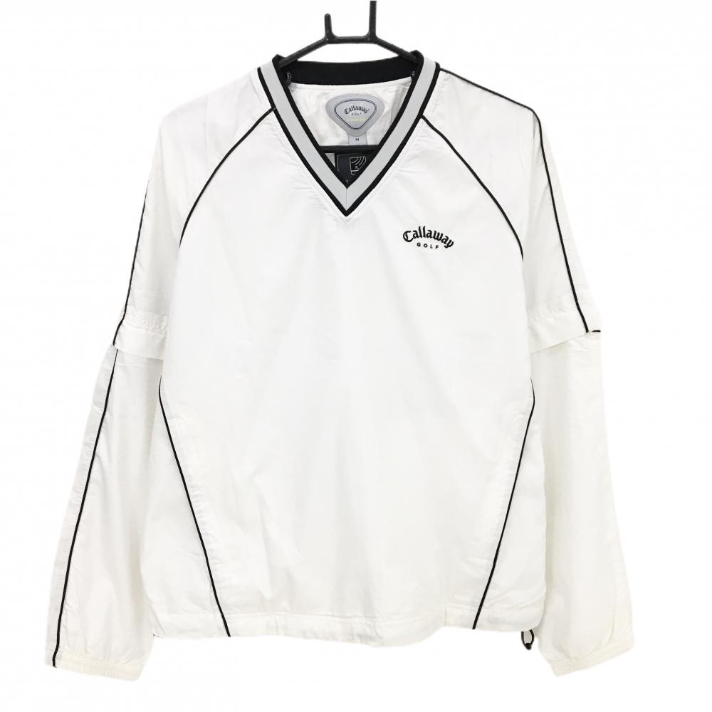 キャロウェイ 2WAYスニード 白×黒 ロゴ刺しゅう 袖着脱可 裏地メッシュ ブルゾン  メンズ M ゴルフウェア Callaway