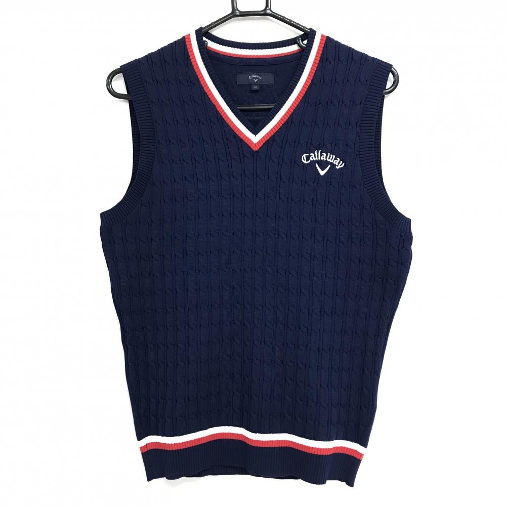 新品タグ付！Callawayキャロウェイ メンズVネック ゴルフベストL/紺