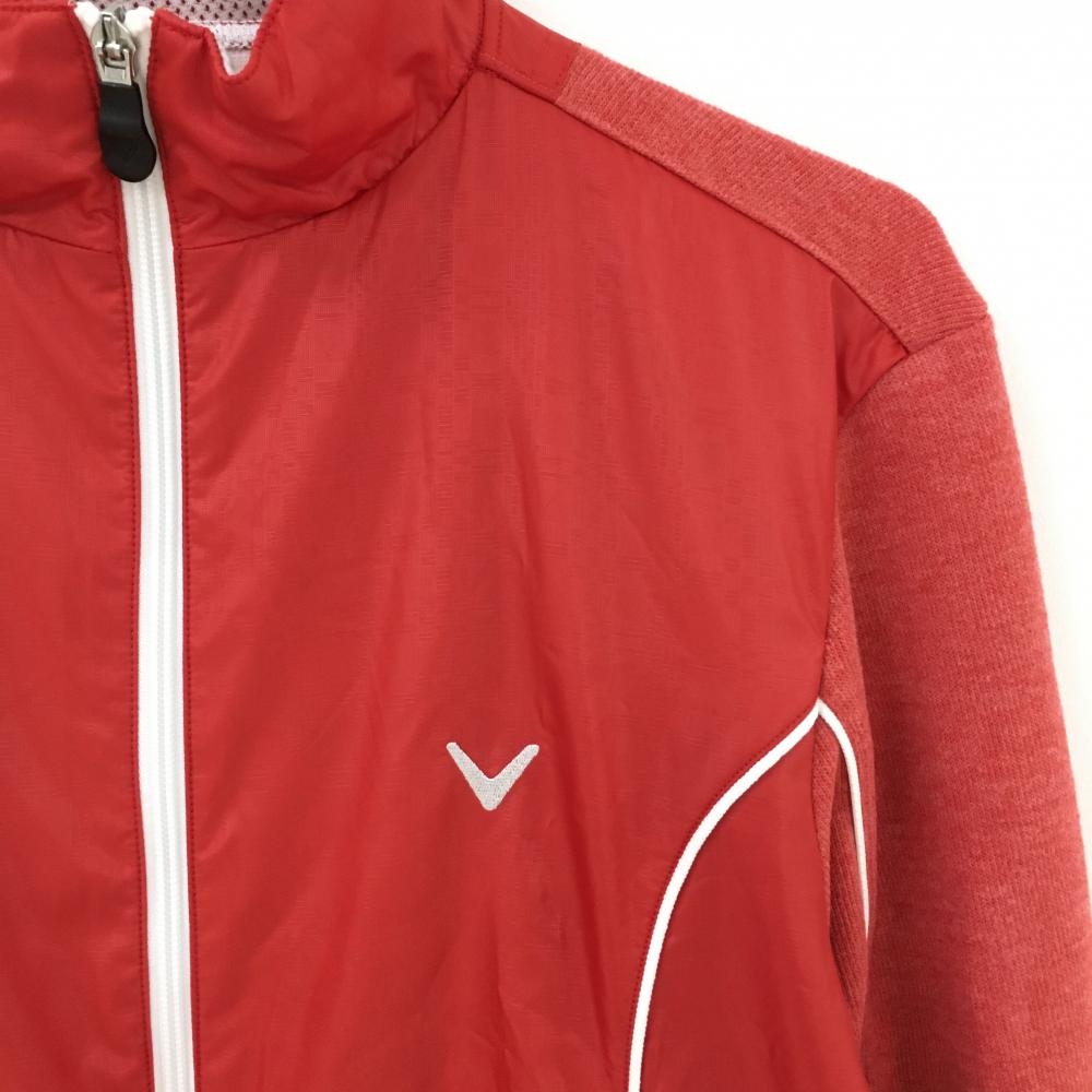 美品】キャロウェイ 切替ジャケット レッド 前身頃地模様 ロゴ白