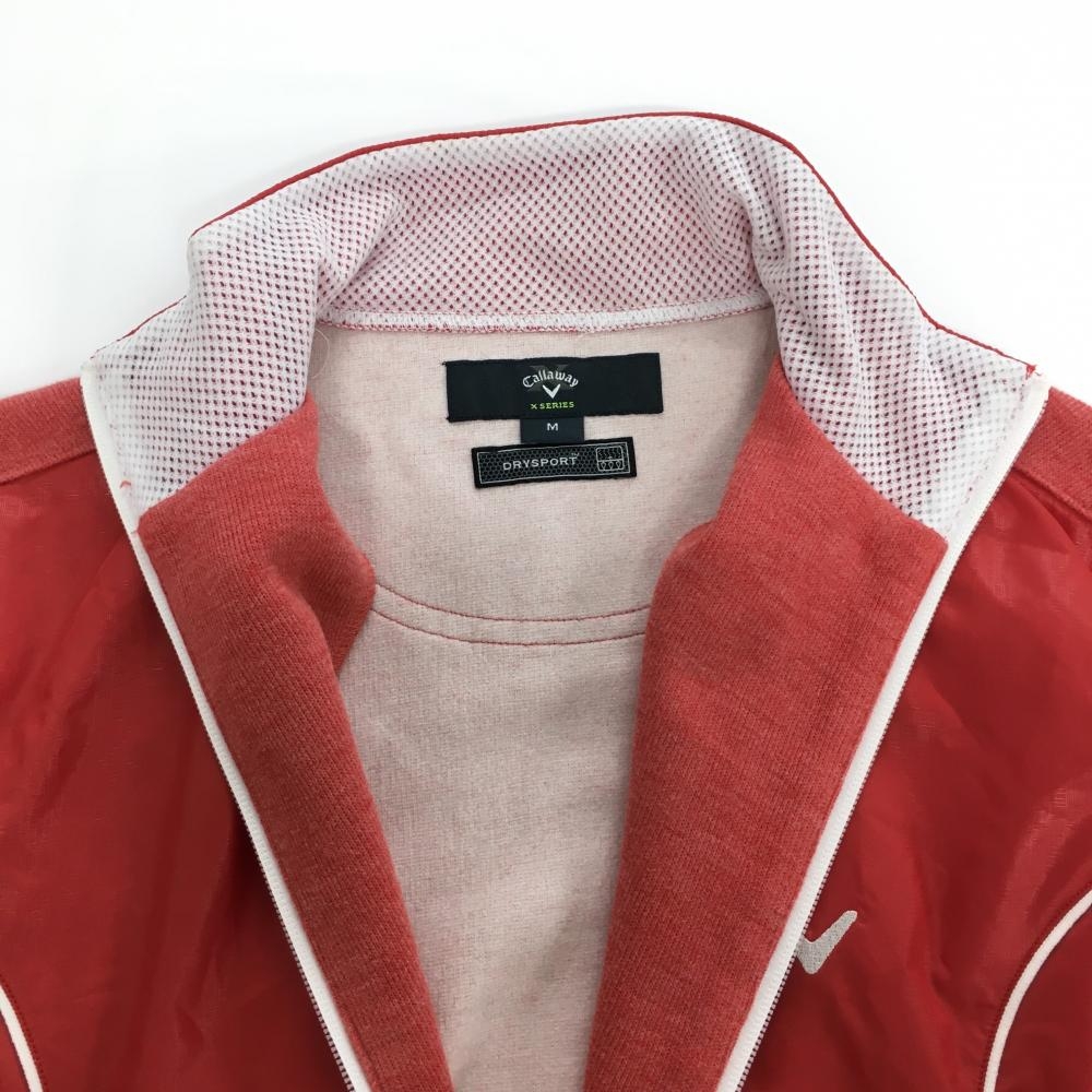 キャロウェイ★2way ダブルジップ ジャケット レッド Lサイズ 美品】キャロウェイ 切替ジャケット レッド 前身頃地模様 ロゴ白