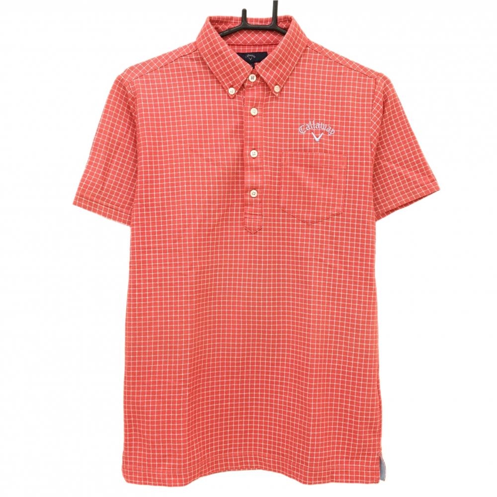 Callaway キャロウェイ 半袖ポロシャツ 赤 チェック柄 総柄 LL メンズ