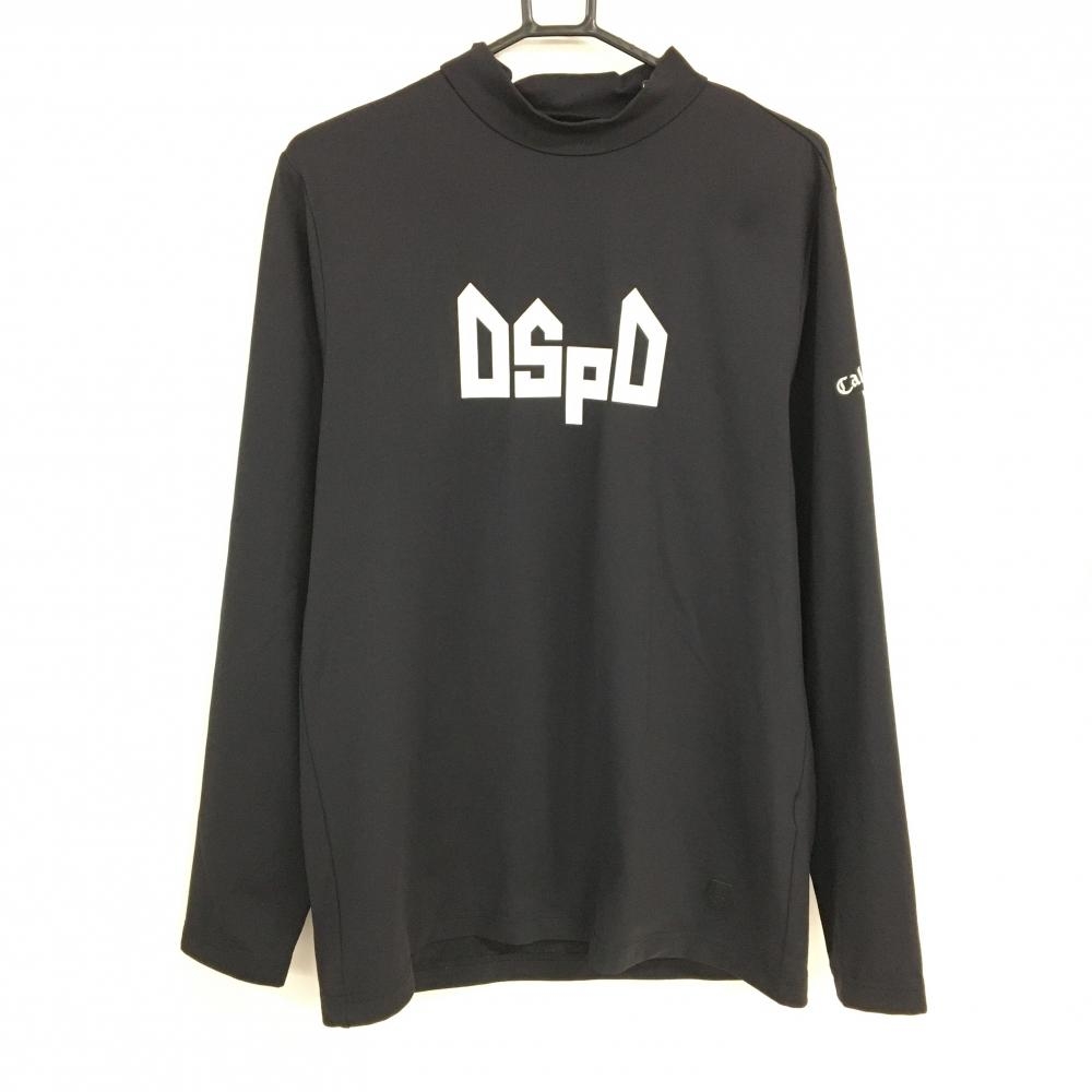 【超美品】キャロウェイ 長袖ハイネックシャツ 黒 ロゴ白 裏微起毛 メンズ LL ゴルフウェア Callaway