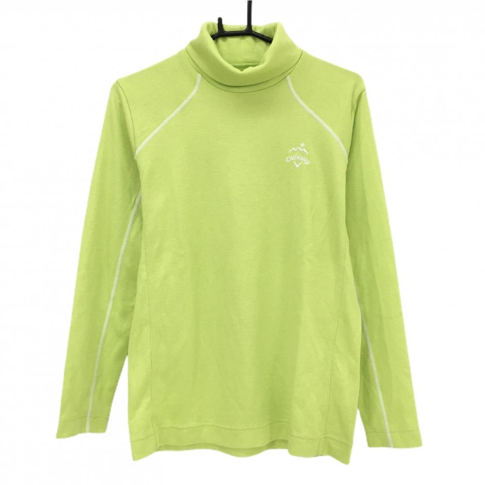 【美品】キャロウェイ 長袖ハイネックシャツ ライトグリーン ロゴ白 メンズ M ゴルフウェア Callaway