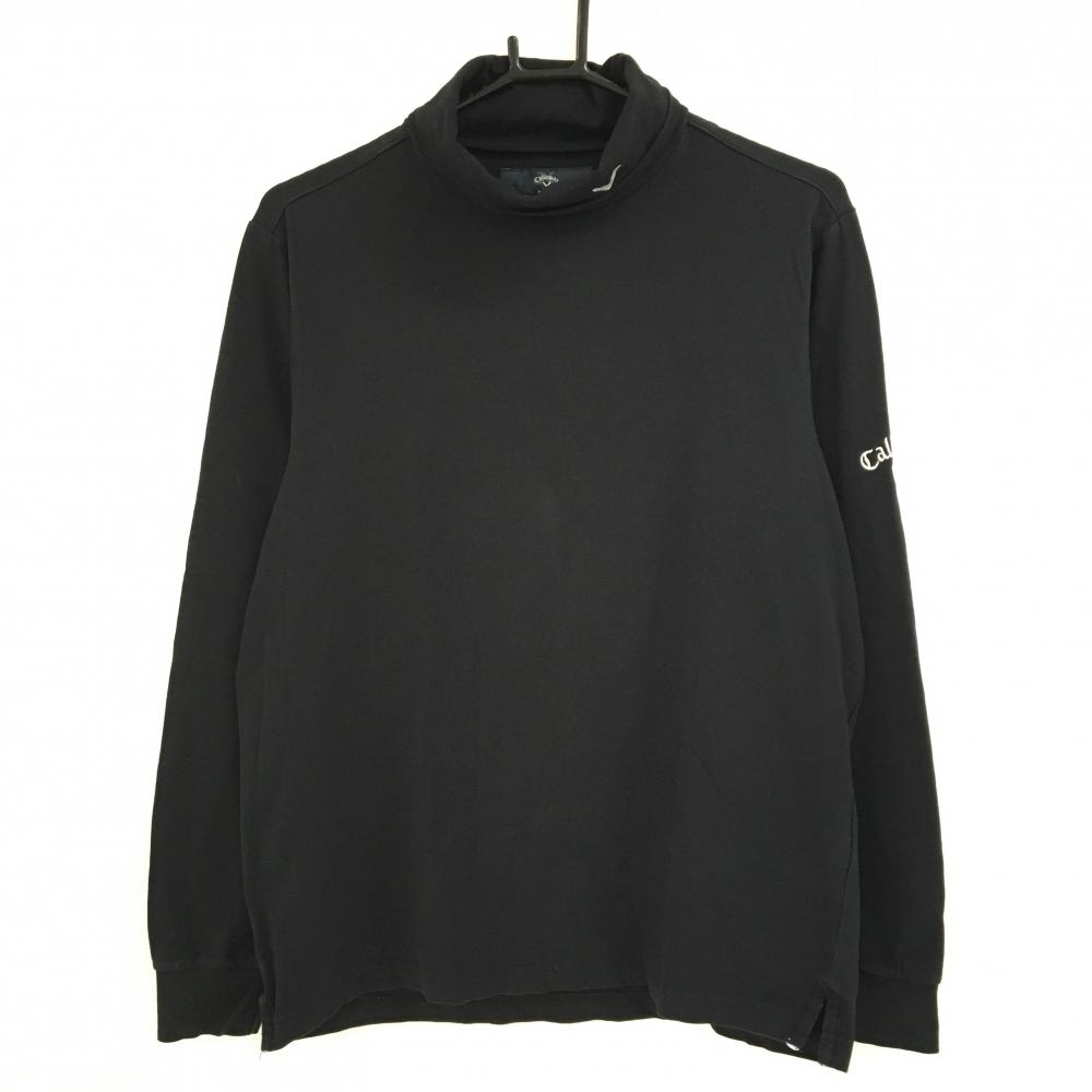 キャロウェイ 長袖タートルネックシャツ 黒 無地 ロゴ刺しゅう メンズ L ゴルフウェア Callaway