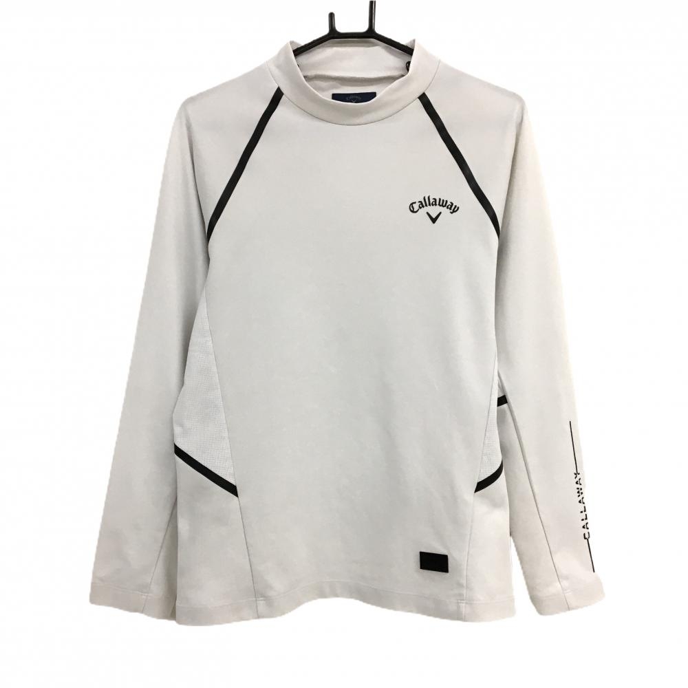 【美品】キャロウェイ 長袖ハイネックシャツ オフホワイト×黒 袖下メッシュ メンズ M ゴルフウェア Callaway