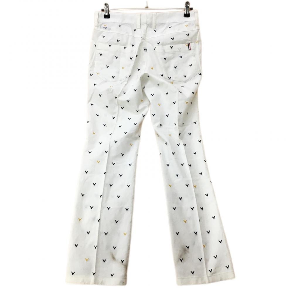 キャロウェイ パンツ 白×ネイビー 総柄 刺しゅう メンズ M ゴルフ