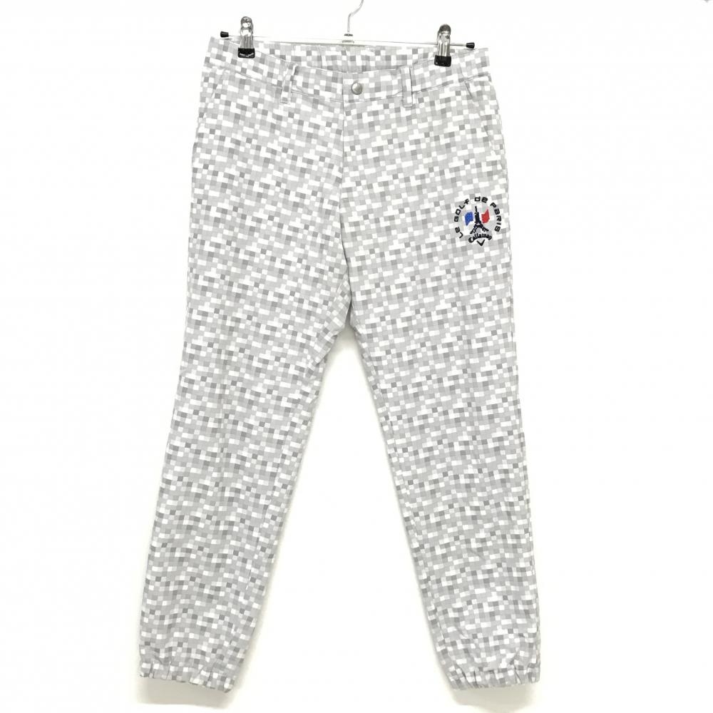 キャロウェイ パンツ ライトグレー×白 ブロックチェック ロゴ刺しゅう 裏地メッシュ メンズ M ゴルフウェア Callaway