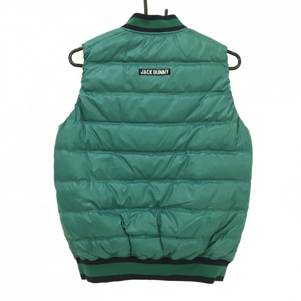 超美品 ジャックバニー ダウンベスト 超美品】ジャックバニー ダウンベスト グリーン×ネイビー ジップ横ロゴ