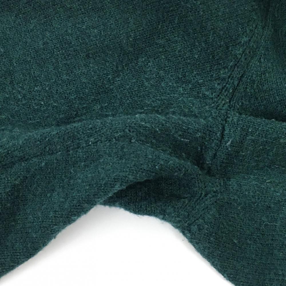 ジャックバニー セーター ダークグリーン×白 前面英字編み込み柄