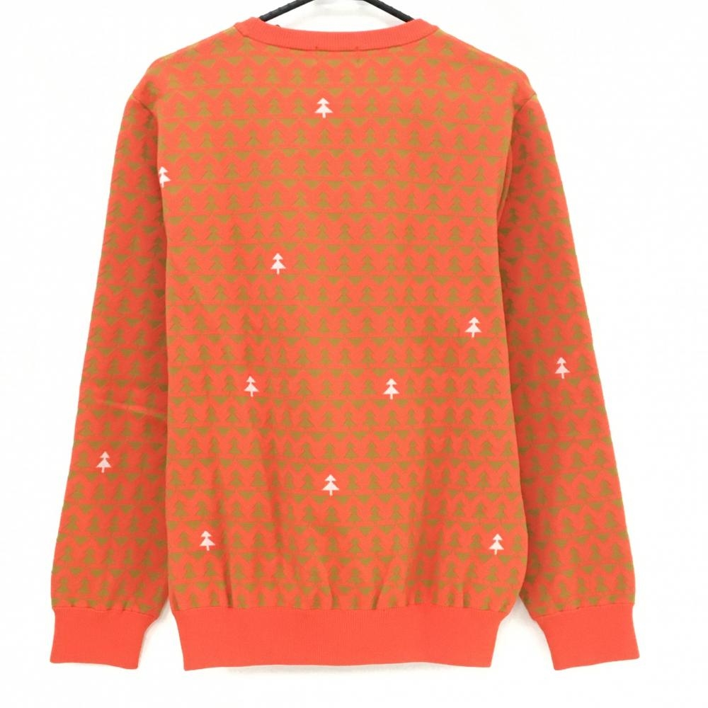 超美品】ジャックバニー セーター オレンジ×イエローブラウン ツリー柄  