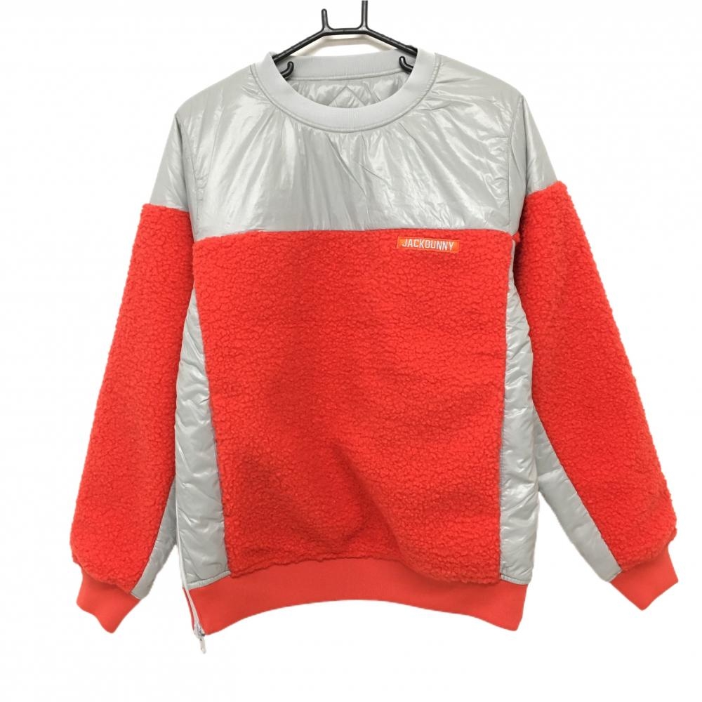 【新品】ジャックバニー 中綿リバーシブルスニード グレー×レッド 一部ボア 裏無地 ブルゾン メンズ 5(L) ゴルフウェア Jack Bunny