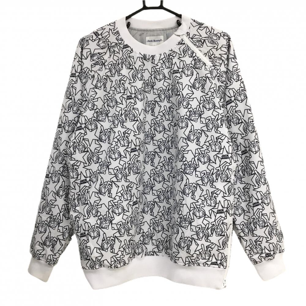 ジャックバニー×ドラえもん 中綿スニード 白×ネイビー ドラえもん総柄 星柄 蓄熱裏地 メンズ 5(L) ゴルフウェア 2023年モデル Jack Bunny