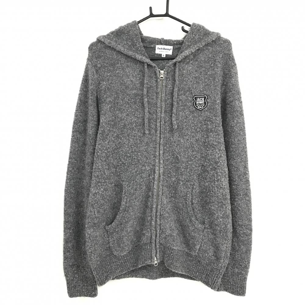ジャックバニー ニットジップパーカー グレー ウール混 メンズ 6(XL) ゴルフウェア Jack Bunny