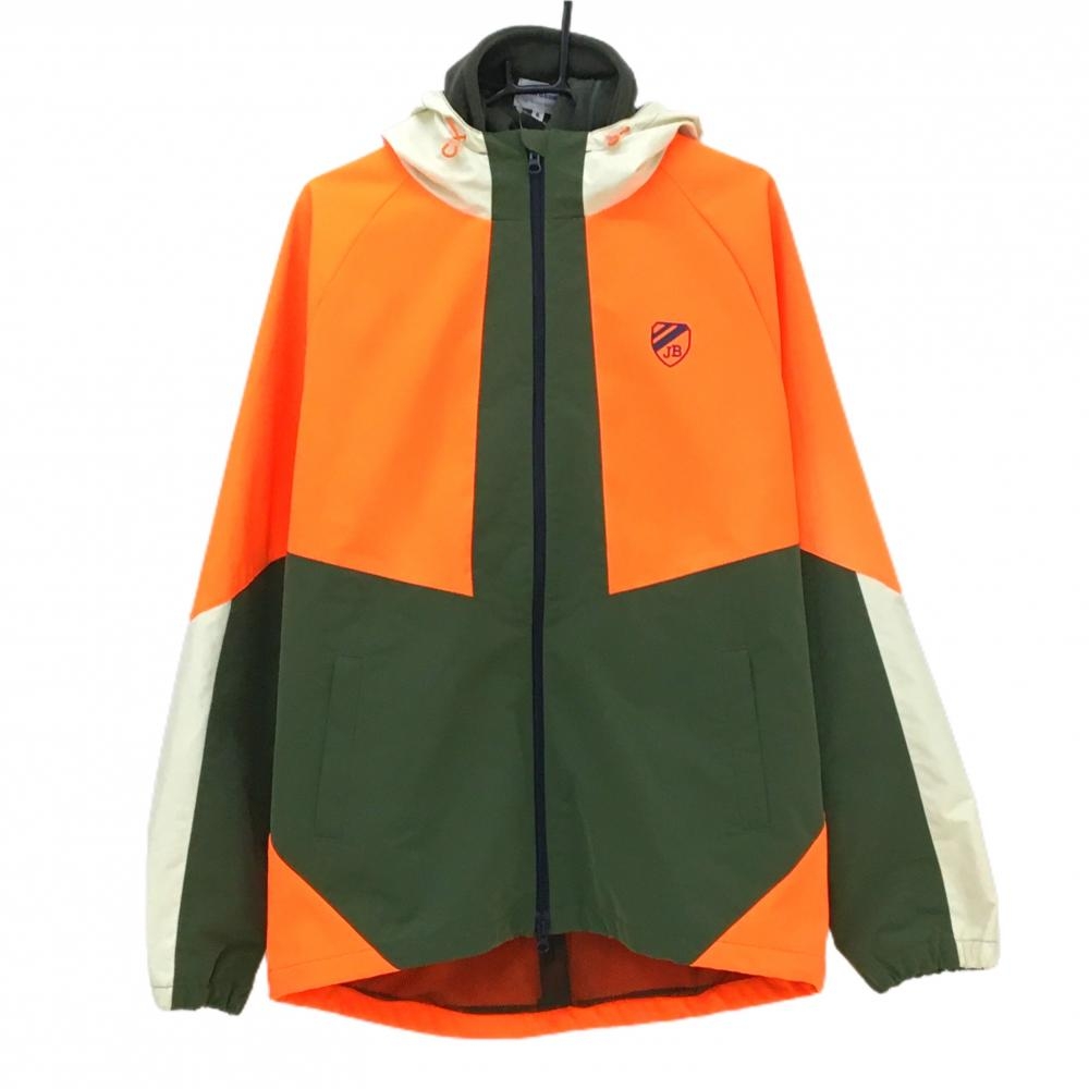 【超美品】ジャックバニー 3WAYライナー付ジップパーカー カーキ×オレンジ フリースベスト  メンズ 6(XL) ゴルフウェア Jack Bunny