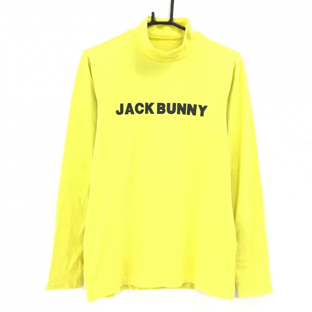 ジャックバニー 長袖ハイネックシャツ イエロー×黒 ロゴプリント メンズ 5(L) ゴルフウェア Jack Bunny