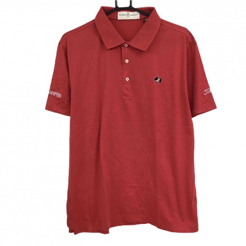 FAIRWAY&GREENE×スコッティキャメロン 半袖ポロシャツ レッド サークルT ドッグ メンズ XL/TG ゴルフウェア Scotty Cameron