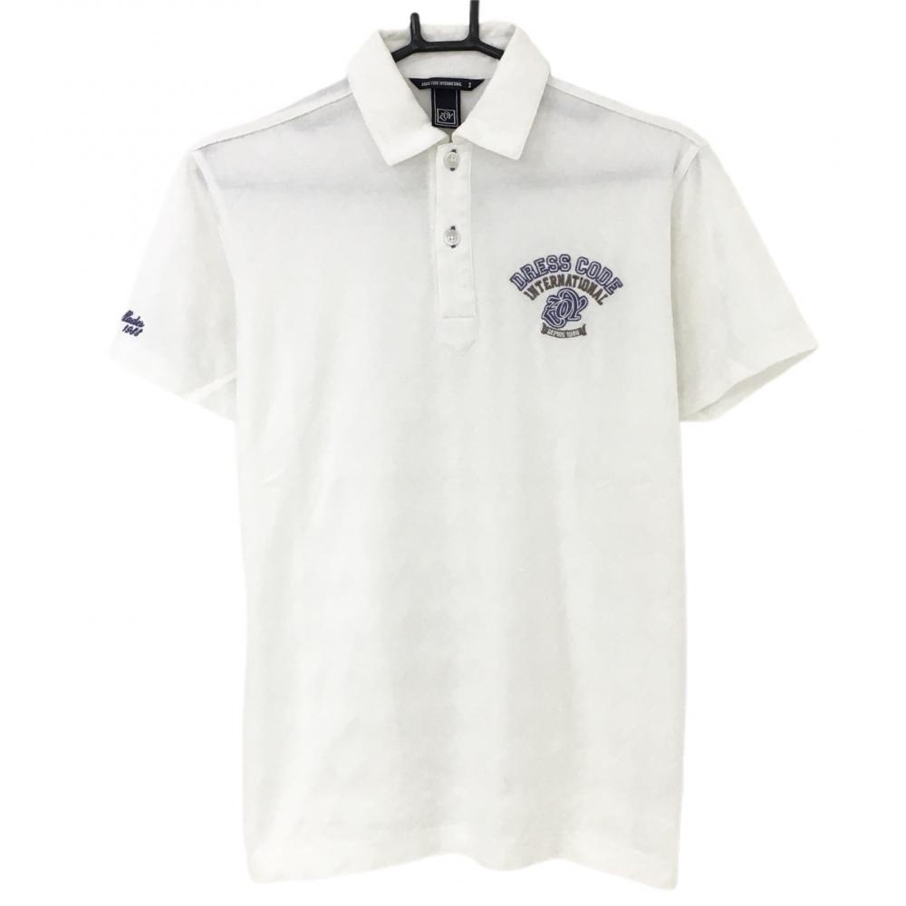 【美品】ゾーイ 半袖ポロシャツ 白 ダイヤ柄地模様 ロゴ刺しゅう メンズ 2(M) ゴルフウェア ZOY 画像