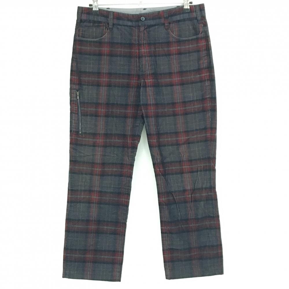 【美品】ゾーイ パンツ 黒×レッド チェック コーデュロイ調 綿100％ メンズ 85 ゴルフウェア ZOY