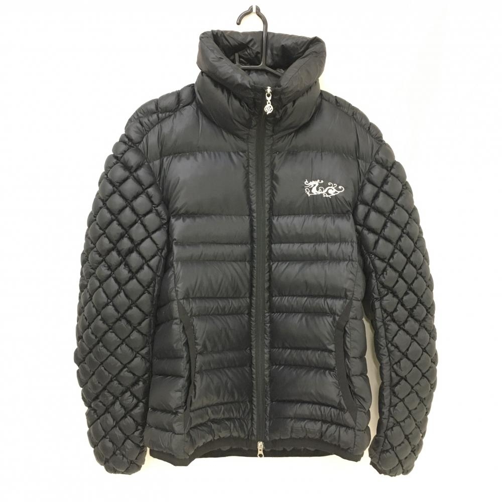 美品】ダンスウィズドラゴン ダウンジャケット 黒 凹凸 ロゴ白 メンズ