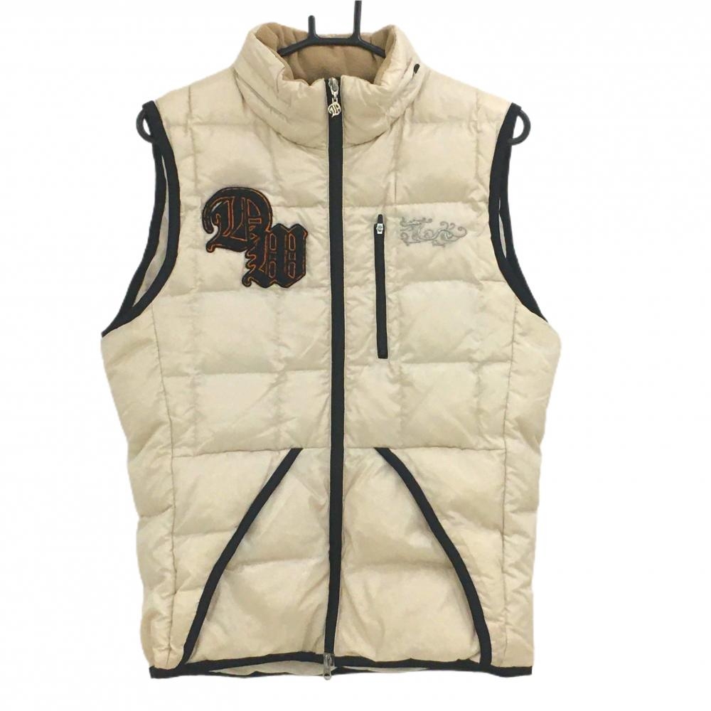 ダンスウィズドラゴン ダウンベスト ベージュ ロゴ刺しゅう フード収納可  メンズ 2(M) ゴルフウェア Dance With Dragon