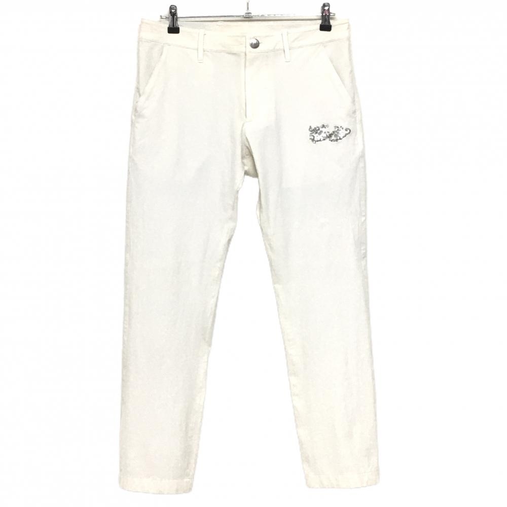 ダンスウィズドラゴン ナイロンパンツ アイボリー ストレッチ 裏地メッシュ スパンコールロゴ メンズ 2(M) ゴルフウェア Dance With Dragon