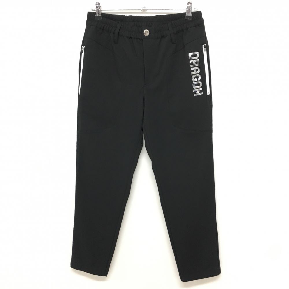【超美品】ダンスウィズドラゴン パンツ 黒 ストレッチ ラインストーンロゴ UVケア 接触冷感 メンズ 2(M) ゴルフウェア Dance With Dragon